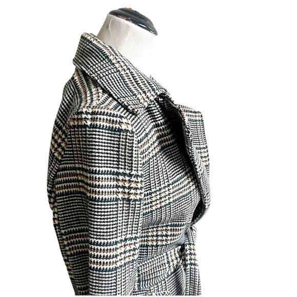 Love Tree Size Large Plaid Longline PeaCoat Belted Multicolor Pockets Preppy - Picture 11 of 13